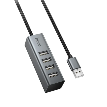 USB-хаб Hoco HB1A 4-in-1 Aluminium (Metal Gray)