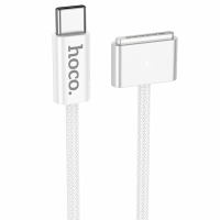 Зарядный кабель для MacBook Hoco X103 USB-C to MagSafe 3 (2 метра, 140W): Плетеный магнитный кабель быстрой зарядки, белый