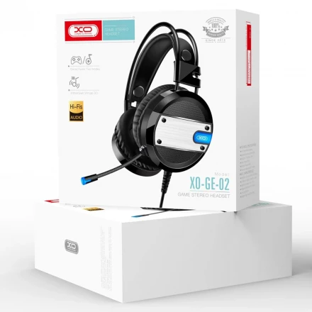 Полноразмерные игровые наушники XO-GE-02 с микрофоном Game Stereo Headset, Black