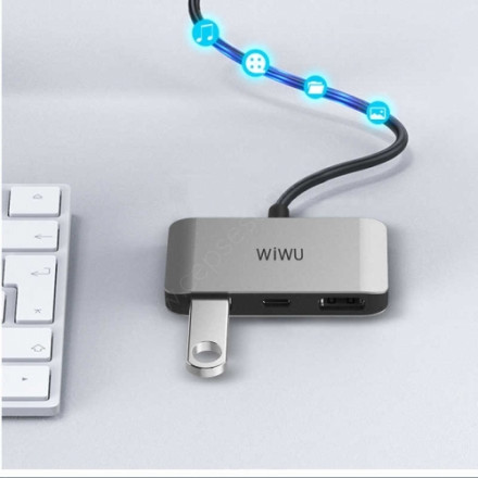 Хаб WiWU Alpha C2H 3 in 1 USB Type-C HUB Gray
