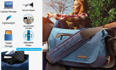 Сумка для ноутбука Promate Azzure-L Premium Messenger Bag for Laptops upto 15.6" with Multiple Pocket Options