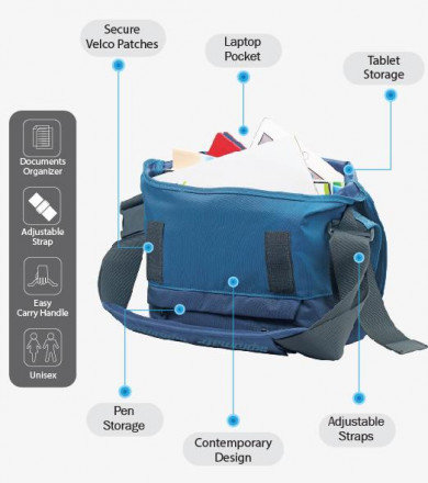 Сумка для ноутбука Promate Azzure-L Premium Messenger Bag for Laptops upto 15.6" with Multiple Pocket Options