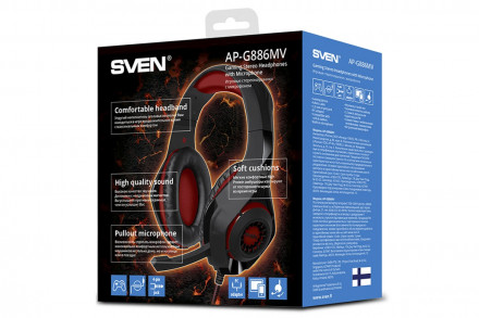 Наушники SVEN AP-G886MV Gaming, черный-красные