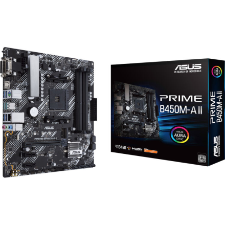 Материнская плата ASUS PRIME B450M-A II — AM4, B450, DDR4 4400MHz, mATX, M.2, HDMI