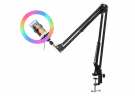 Кольцевая лампа "BobbyStudio Light RGB" Punk 26см с кронштейном для стола Кольцевая лампа "BobbyStudio Light RGB" Punk 26см с кронштейном для стола