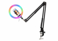 Кольцевая лампа "BobbyStudio Light RGB" Punk 26см с кронштейном для стола Кольцевая лампа "BobbyStudio Light RGB" Punk 26см с кронштейном для стола