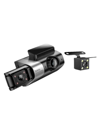 Видеорегистратор Hoco DI64 с Wi-Fi и тремя камерами (передняя, салонная, задняя)