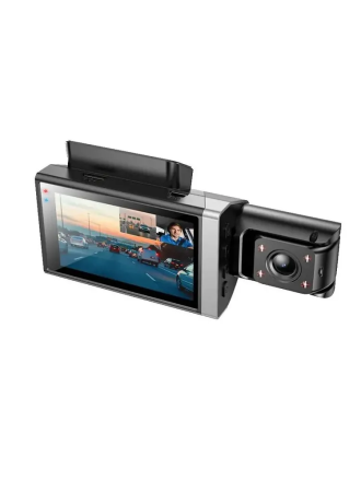 Видеорегистратор Hoco DI64 с Wi-Fi и тремя камерами (передняя, салонная, задняя)