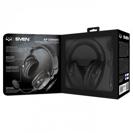 Игровая гарнитура с металлическими чашами и отстёгивающимся микрофоном SVEN AP-G999MV