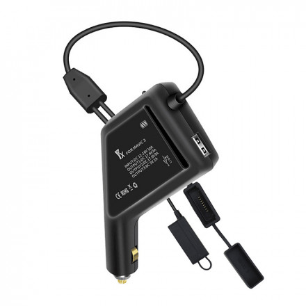 Автомобильное зарядное устройство для 2 аккумуляторов и пульта DJI Mavic 3 (YX)