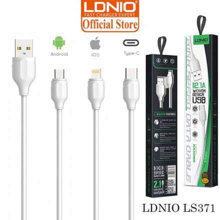 Кабель LDNIO LS-371, Micro USB/Type-C, 1.0m, White