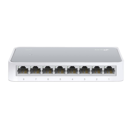 Коммутатор TP-Link TL-SF1008D (UN) — 8-портовый Fast Ethernet Switch 10/100 Мбит/с, компактный, энергосберегающий