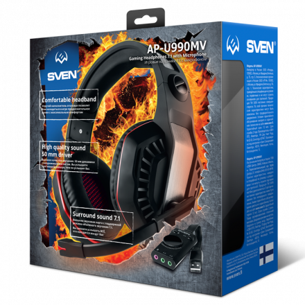 Игровая гарнитура с внешней звуковой картой SVEN AP-U990MV