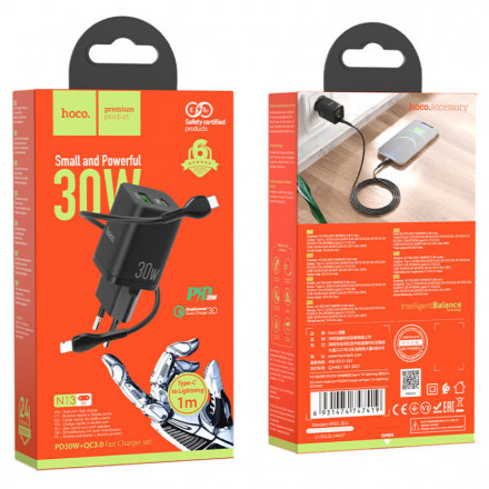Сетевое зарядное устройство Hoco N13 Bright PD30W+QC3.0 charger