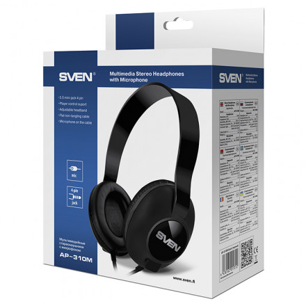 Накладные проводные наушники SVEN AP-310M