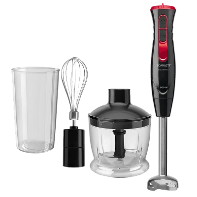 Погружной блендер Scarlett SC-HB42F94 (800 W / Комплект 3 в 1 / Black-Red)
