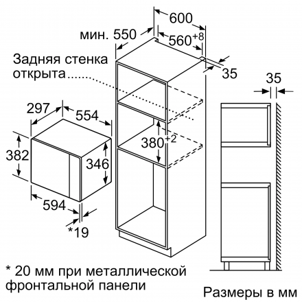 Встраиваемая микроволновая печь BFL524MB0 (BOSCH)