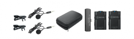 Беспроводной микрофон Boya BY-WM4 Pro-K4 / Двухканальная беспроводная микрофонная система для iPhone Lightning (2 микрофона; приёмник)