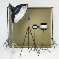 Профессиональный студийный свет Pro Studio Max с фоном: Bediro TJ300II + октобокс 95см + 2×RGB LED панели (U880+ PRO и U600+ PRO) + бумажный фон 2×3м + стойки + штатив F-660TK