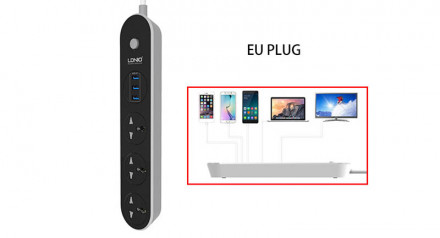 Сетевой фильтр LDNIO Power Socket 3xUSB 3,1A 1,6m SC3301