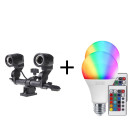 Двойной патрон Bobby Studio + RGB Светодиодная лампа (15W) A80-265V Двойной патрон Bobby Studio + RGB Светодиодная лампа (15W) A80-265V