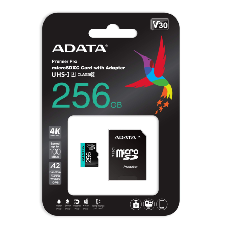 Скоростные карты памяти MicroSDXC ADATA Premier Pro UHS-I (U3 / V30S / A2) + Адаптер
