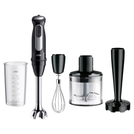 Погружной блендер Braun MQ55307MBK MultiQuick 5 Vario Fit+, 1000 Вт, 21 скорость, с насадками и измельчителем