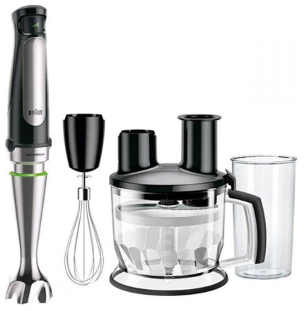Погружной блендер Braun MQ7075X MultiQuick 7, Smart Speed, 1000 Вт, с кухонным комбайном и насадками