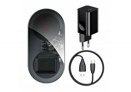 Беспроводное зарядное устройство Baseus Simple 2in1 Wireless Charger 18W