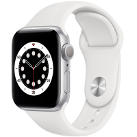 Смарт-часы Apple Watch Series 6 40mm Silver Aluminium White Band MG283  Смарт-часы Apple Watch Series 6 40mm Silver Aluminium White Band MG283