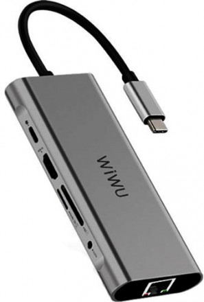 Алюминиевый концентратор WIWU Apollo USB-C Hub A731TH Grey