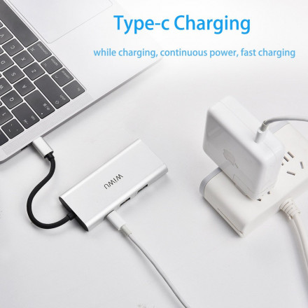 Алюминиевый концентратор WIWU Apollo USB-C Hub A731TH Grey
