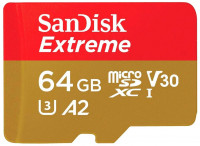 Карта памяти 64Gb SanDisk Extreme microSDXC Class 10 UHS-I U3 V30 A2 Карта памяти 64Gb SanDisk Extreme microSDXC Class 10 UHS-I U3 V30 A2