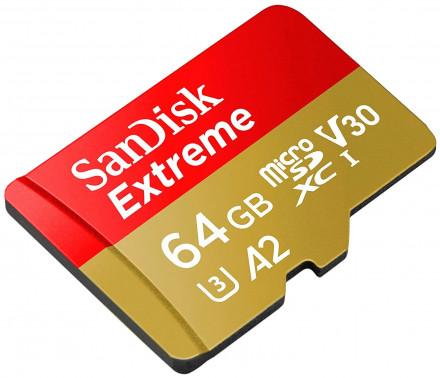 Карта памяти 64Gb SanDisk Extreme microSDXC Class 10 UHS-I U3 V30 A2