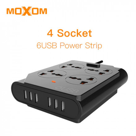 Удлинитель MoXom KH-63Y (17W 6USB+1.5METER 10A/OUTPUT3.4A)