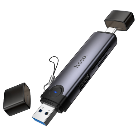 Картридер HOCO HB56 Victory USB-A / USB-C — SD/TF, USB 3.0, OTG, 2TB, адаптер для карт памяти
