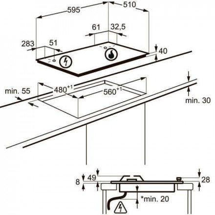 ВСТРАИВАЕМАЯ ПОВЕРХНОСТЬ ELECTROLUX GME363NX