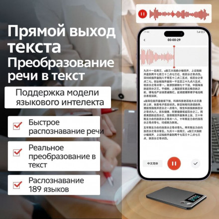 Ai диктофон PLaudNote S1 с нейросетью (GPT-Deepseek) (Аналог)
