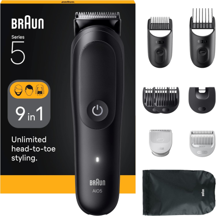 Мультитриммер Braun AIO5540 BLK — универсальный набор для бороды, волос и тела (All-in-One Series 5)
