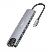 USB-хаб Type-C Hoco DUP09 | Многофункциональный адаптер USB-C с HDMI и USB-портами