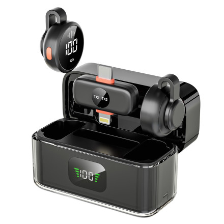 Беспроводной петличный микрофон S30 с шумоподавлением и зарядным кейсом, USB-C и Lightning, для iPhone и Android