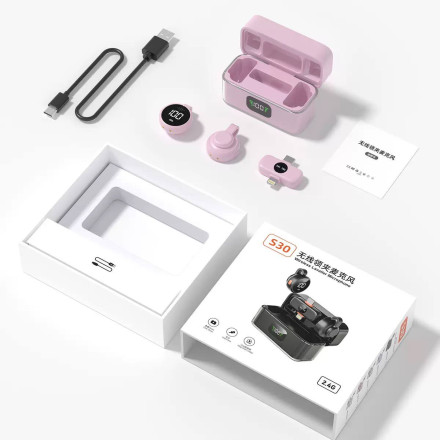 Беспроводной петличный микрофон S30 с шумоподавлением и зарядным кейсом, USB-C и Lightning, для iPhone и Android