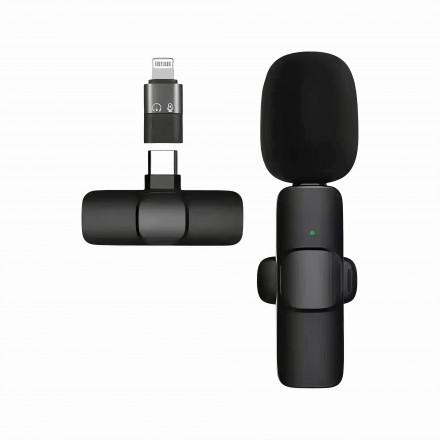 Двойной Петличный Микрофон K9 PLUS (Type-C, Lightning) (Петличка)