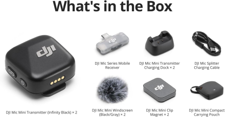 Беспроводной микрофон DJI Mic Mini (2 TX + 1 Mobile RX) — двойная петличка для iPhone и Android с шумоподавлением