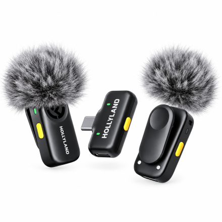 Беспроводная микрофонная система Hollyland LARK A2 Mini Duo (2.4GHz / 48кГц 24бит / AI шумоподавление / до 200 м / 2 TX + 1 RX)