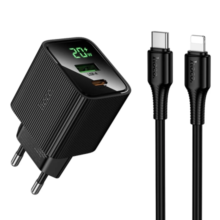 Сетевое зарядное устройство HOCO CS83A PD20W + QC3.0 с дисплеем
