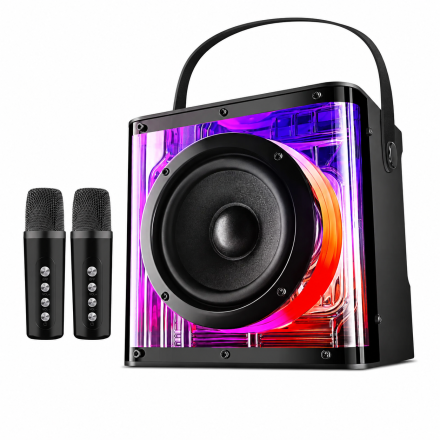 Портативная караоке-колонка Hoco DS78 Crystal Dual-mic Outdoor BT Speaker (15W, с двумя микрофонами, Hi-Fi Audio)
